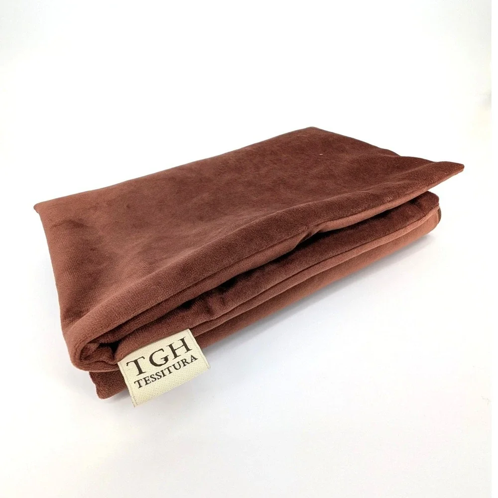 TGH Tessitura Italy Rust Terracotta Velvet Pillow Cover 19x19 Mid Century Modern